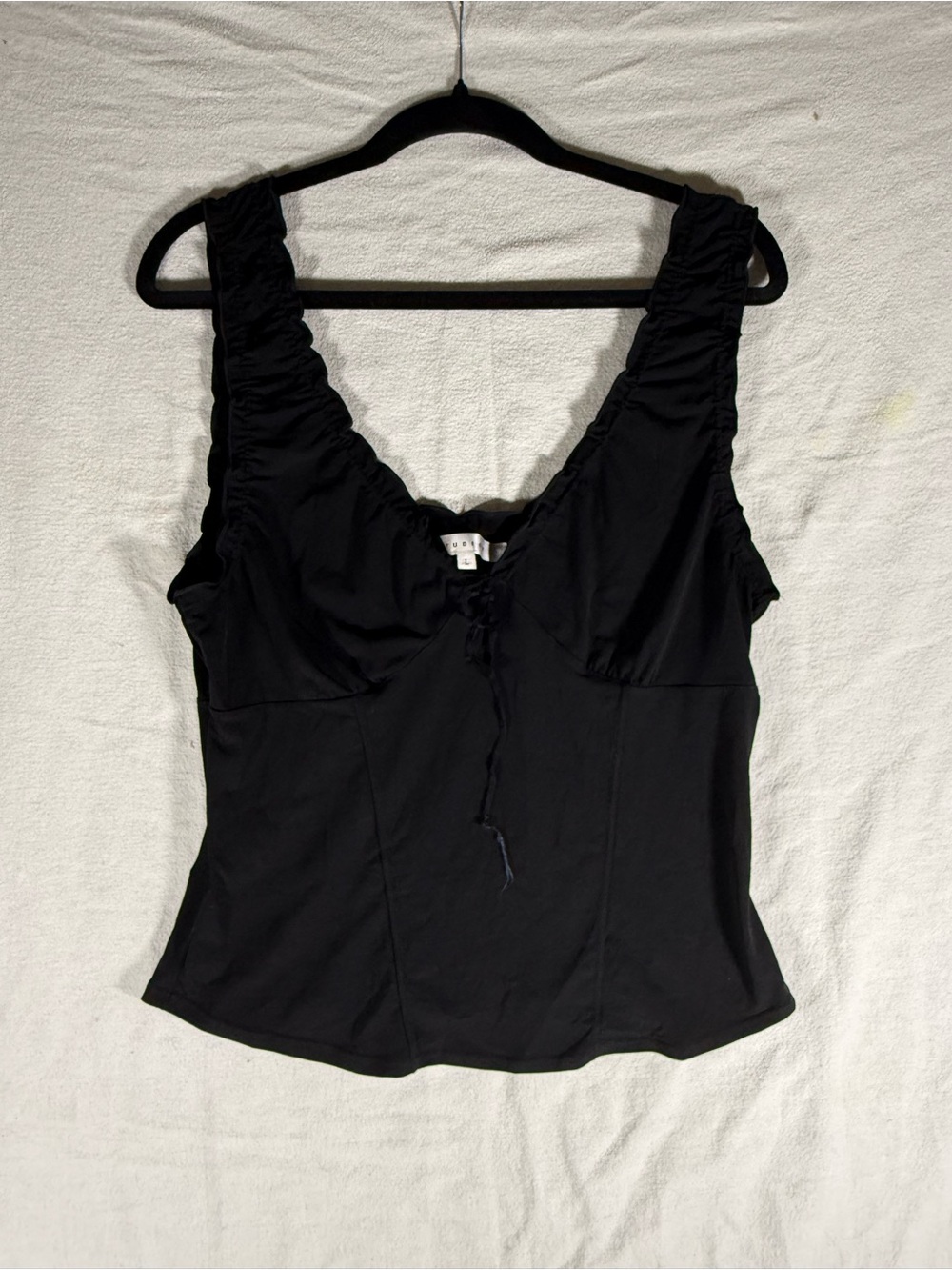 Studio M Black Ruched Strap V-Neck Tank Top